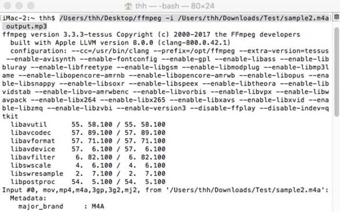 FFmpeg Convert M4A to MP3