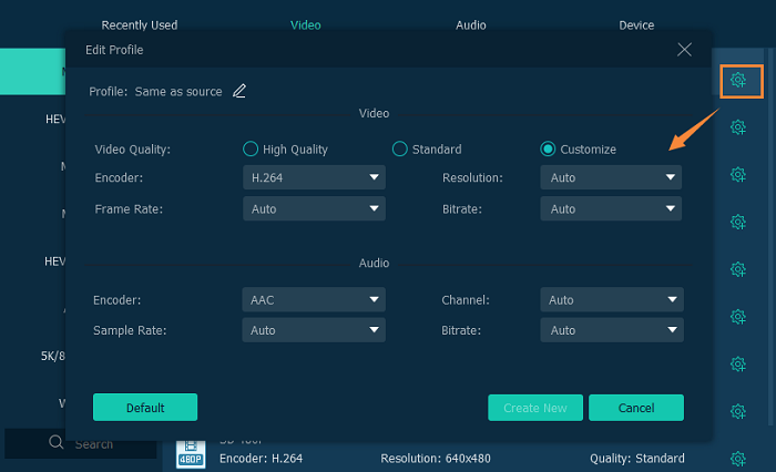 Videosolo Video Converter Ultimate Profile Settings