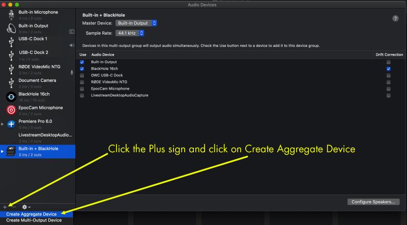 Create Aggregate Device