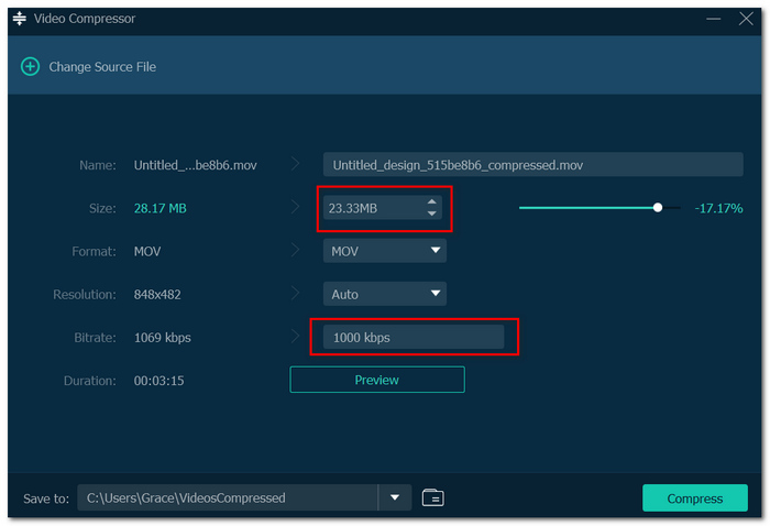 Adjust File Size Or Bitrate