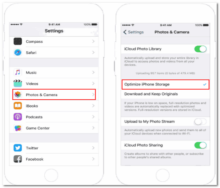 Enable Optimize Iphone Storage