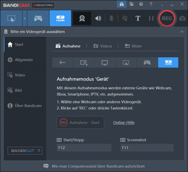 Bandicam - Zoom Aufnahmesoftware unter Windows