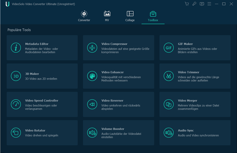 Toolbox von VideoSolo Video Convcerter Ultimate