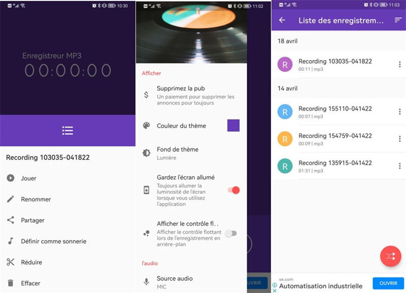 enregistreur mp3 android