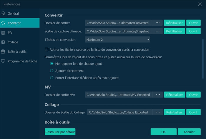 Préférence de conversion