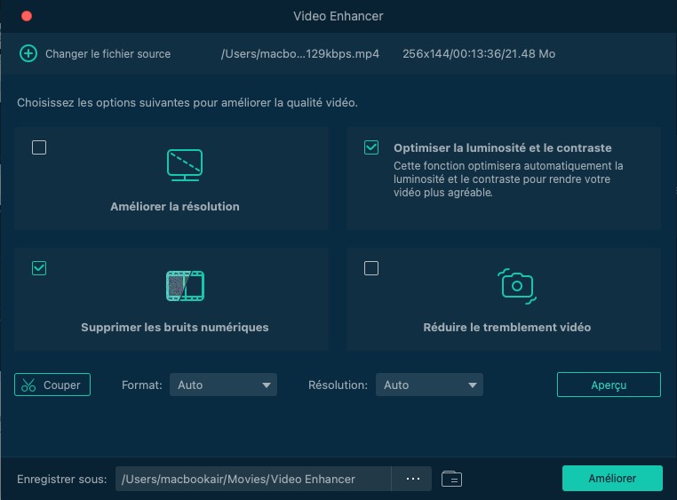 Améliorer la qualité vidéo