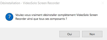 Confirmer à désinstaller VideoSolo Enregistreur d'écran