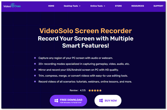 Videosolo Screen Recorder Audio Windows