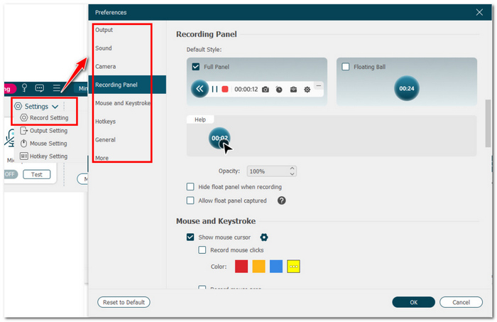 Adjust Recording Settings
