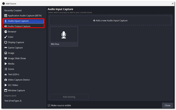 Add Audio Capture