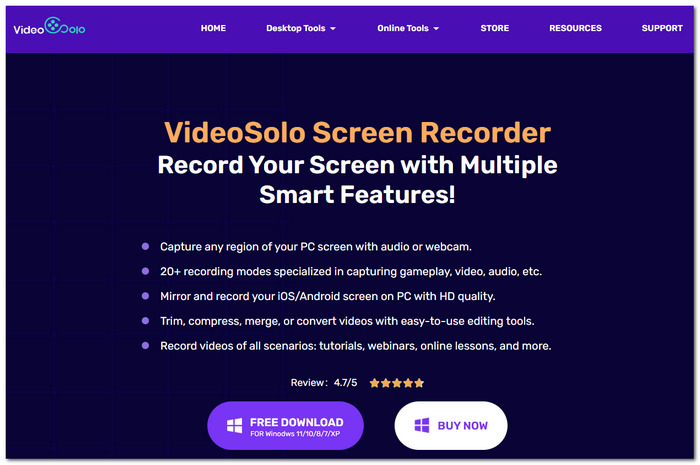 Videosolo Screen Recorder Free Game Software