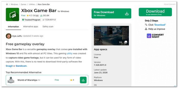 Xbox Game Bar Free Game Recording Software