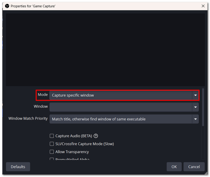 Select Capture Specific Window