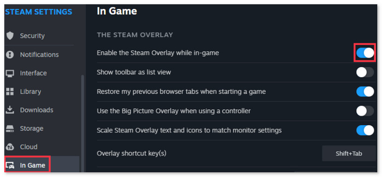 Enable Steam Overlay