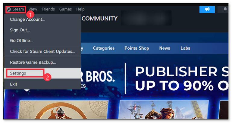 Open Steam Settings