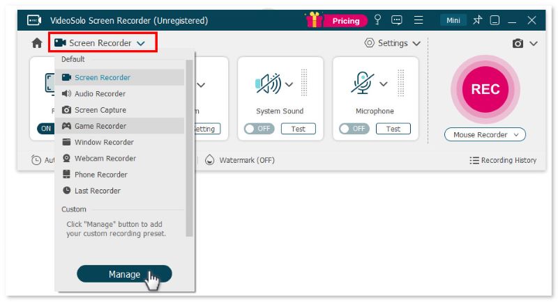 Custom Recording Mode