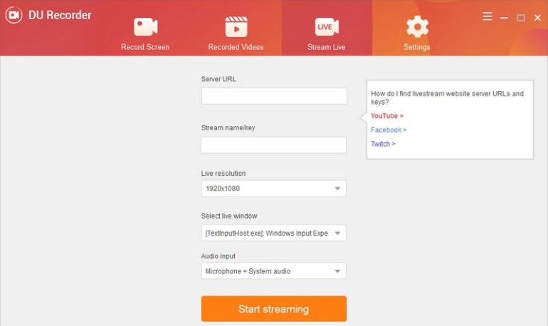 Livestream in DU Recorder