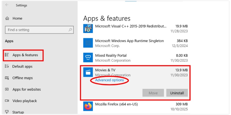 Click Advanced Options