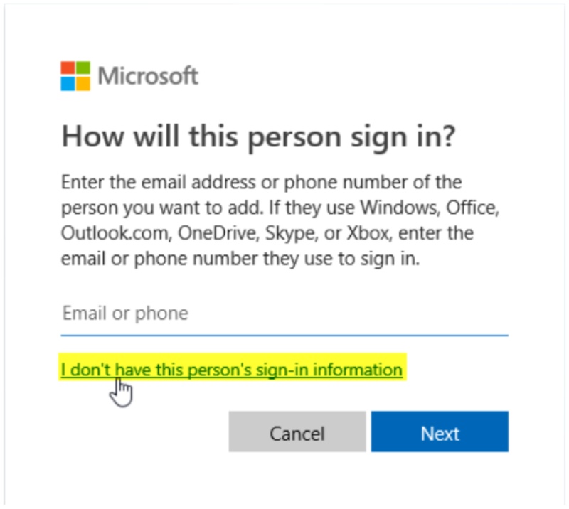 Click Sign In Information
