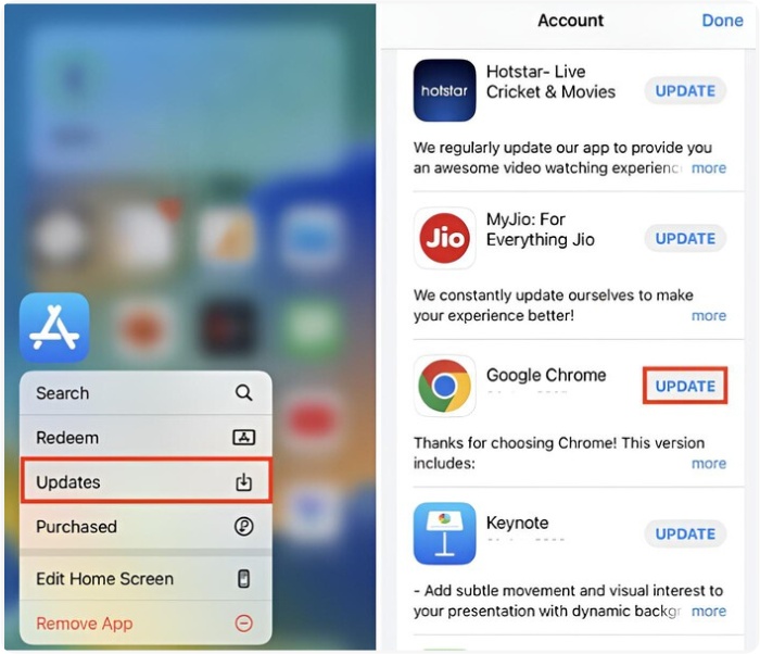 Update Google iPhone