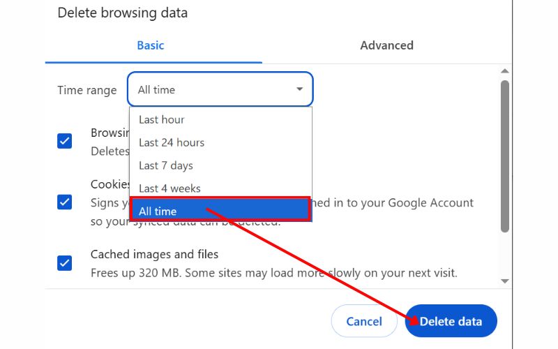 Click Delete Data