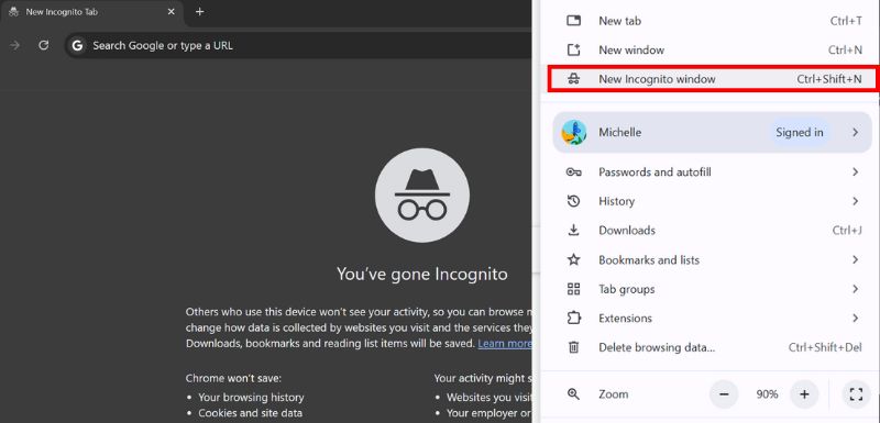 Use Incognito Window