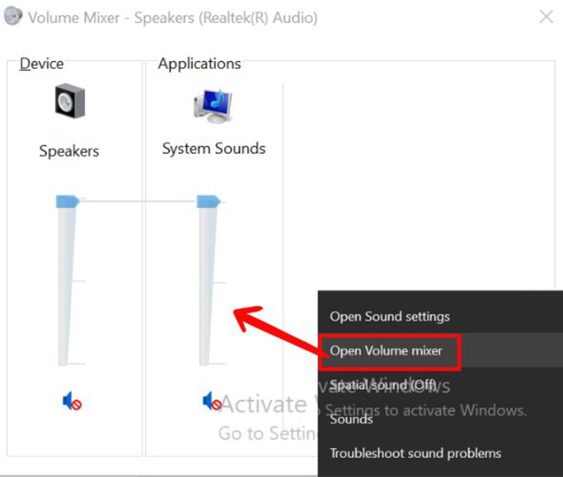 Choose Open Volume Mixer