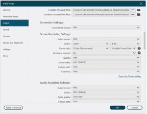 Modify Output Settings