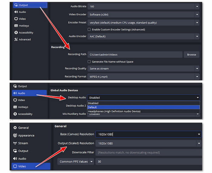 OBS Output Settings