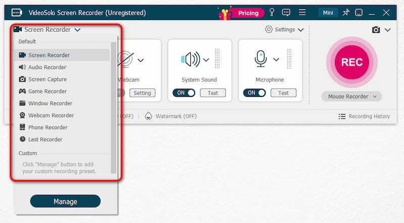 Select Recording Mode