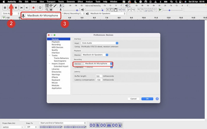 Audacity Choose Device