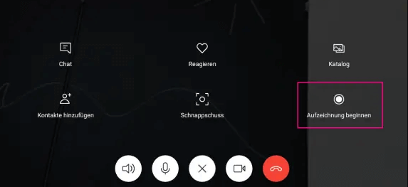 „Aufzeichnung beginnen“ auf Android auswählen